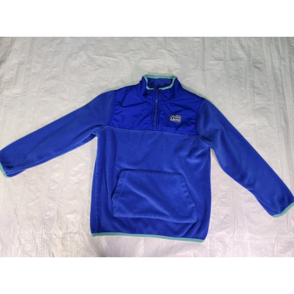 Roots Canada Kids Large 9-10 Full 1/4 Zip Fleece Jacket Sweatshirt Blue Pullover
